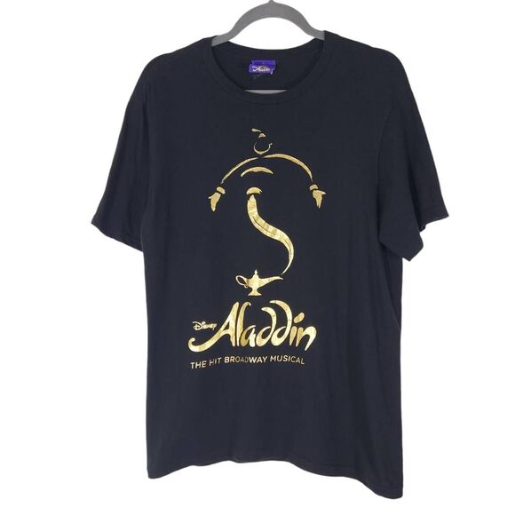 Aladdin Broadway Black Short Sleeve T-Shirt with Metallic Gold Size Small - Picture 1 of 7